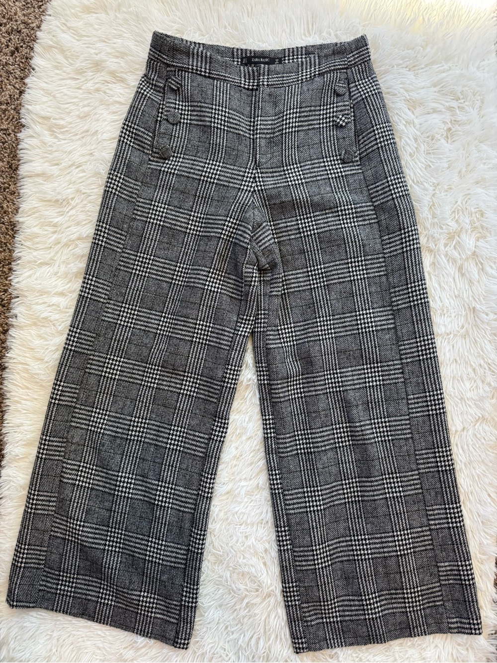 Zara houndstooth plaid wide leg sailor wide leg cropped pants fall size small